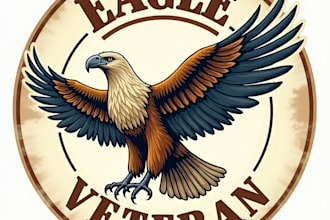 design high quality vintage eagle veteran logo with express delivery