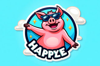do funny dabbing pig cartoon mascot logo design