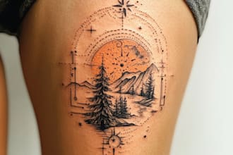 design traditional line art minimalist tattoo flash for you