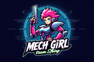 create unique mecha girl logo with unlimited revision