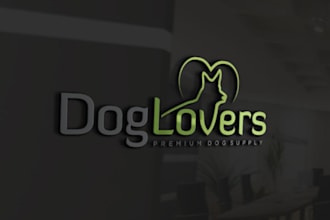create a unique and modern dog logo for your brand or shop