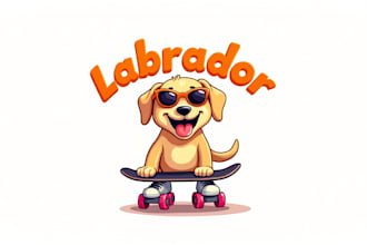 do awesome happy skater labrador mascot logo design