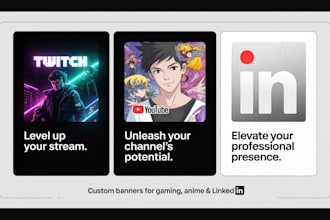 design custom gaming, anime, or linkedin banner design in 24 hours