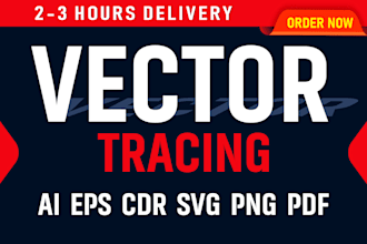 do vector tracing and redraw your logo to ai, svg, PDF, cdr, or png formats