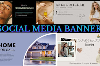 design website banners  social media kit banner posts and logo for your business