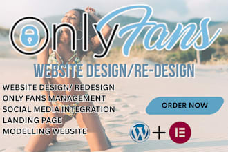 design redesign onlyfans agency website, modelling, wordpress, landing page
