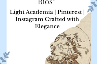 write aesthetic pinterest style captions or bios in a light academia tone