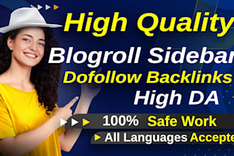 create high da blogroll sidebar seo dofollow backlinks homepage link building