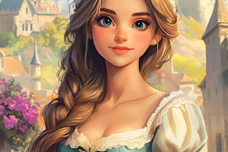 draw portrait in disney cartoon illustration for gift