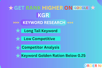 do kgr keyword research with long tail, competitors analysis