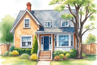 watercolor paint a house portrait