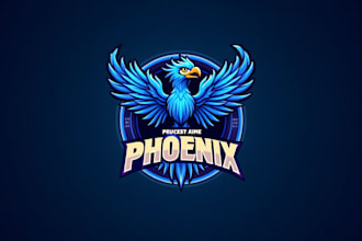 make amazing blue phoenix bird logo design in 12 hours