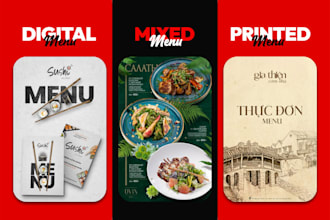 design a modern restaurant menu, food menu, digital menu card