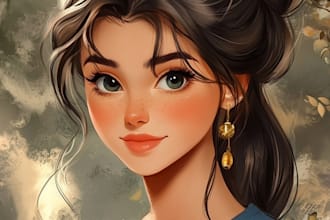 make you a beautiful portrait in disney cartoon style