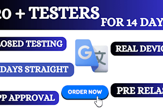 provide 20 real testers 12 testers for google play console closed testing