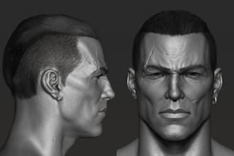 sculpt 3d head model realistic 3d face model 3d bust model in zbrush 3d printing
