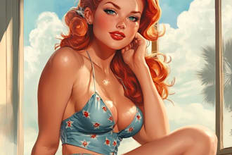 draw a pin up girl and pin up girl illustration
