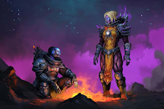 draw a sci fi character design or concept art, fantasy illustration