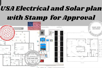 usa ca, fl, pa, il, tx sc electrical and solar plan with stamp for apprval