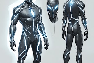 concept art superhero character for anime style comic