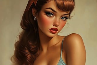 draw a pin up girl and pin up girl illustration