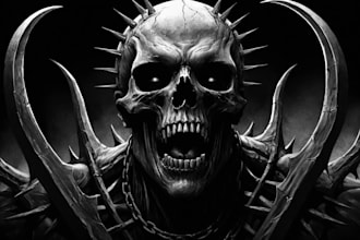 do an brutal, dark, horror, metal art illustration