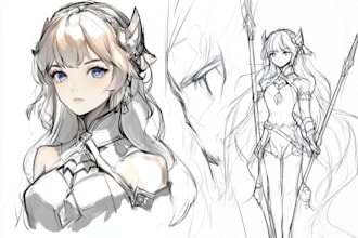 sketch your oc, dnd character, vtuber, anime character