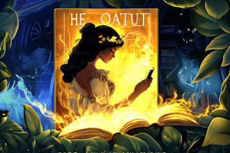 create a fantasy book cover illustration for you