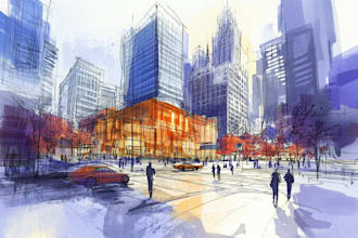 sketch houses and buildings