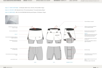 design and create tech packs for casual, outdoor or sportswear apparel
