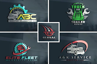 design trucking transport logistics and towing truck logo