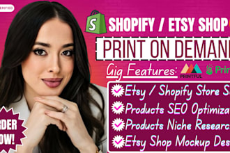 setup etsy print on demand, shopify print on demand, etsy products listing