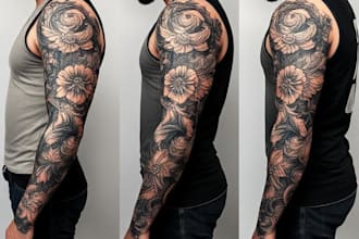 hand draw a full sleeve tattoo design unique modern