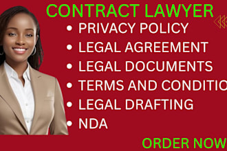 write legal contract, a terms and condition, privacy policy as a lawyer