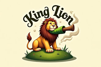 create amazing lion smoking mascot logo with unlimited revisions