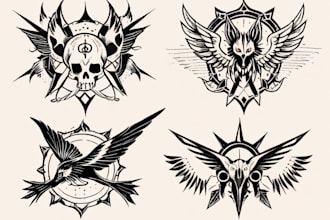 create traditional or old school tattoo design and ilustration for you