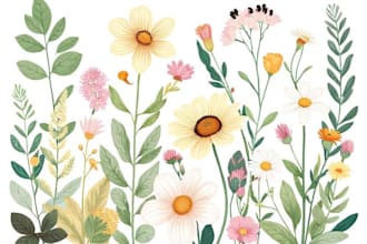 draw vector botanical illustrations of plants and flowers