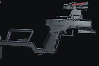design realistic 3d gun model, assets for video games and firearm animations