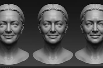 digital sculpt realistic 3d head bust, 3d face model, 3d portrait sculpture stl