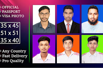 create passport visa official photo for any country print ready in 20 minutes