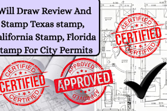draw and stamp texas stamp, california stamp, florida stamp for city permits