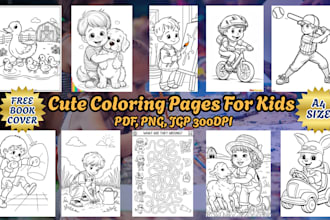 design kids coloring book, coloring pages for amazon KDP with custom artwork