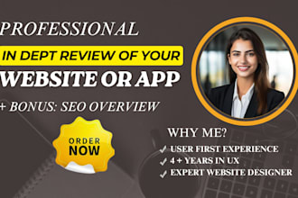 review your website or app, critique user testing and give feedback improvement