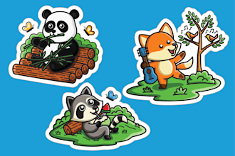 draw a cute, fun and adorable animal cartoon