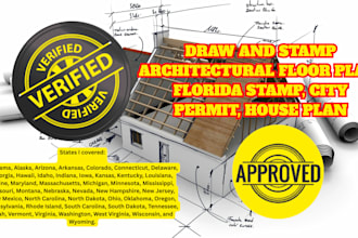 draw and stamp architectural floor plan, florida stamp, city permit, house plan