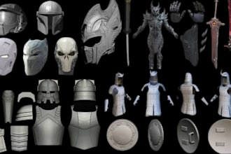 do 3d cosplay, model 3d armor, 3d wearable weapon, and cosplay prop for 3d print