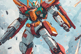 draw your gunpla, gundam or mecha robot art