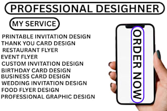 design wedding invitation birthday card thank you card food flyer business card