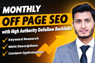 do monthly off page SEO with high da white hat dofollow manual backlinks