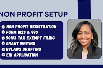 register your nonprofit 501c3 and write bylaws, form 1023, and grants
